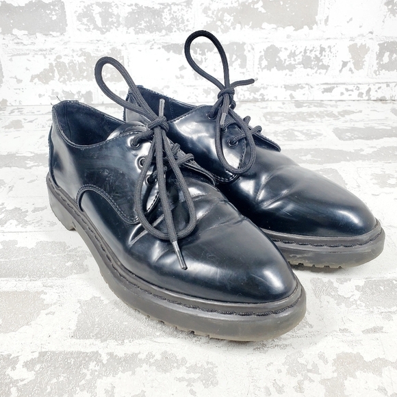 Zara Basic Collection Black Leather Lace-Up Business Casual Shoes K530 - Picture 4 of 11